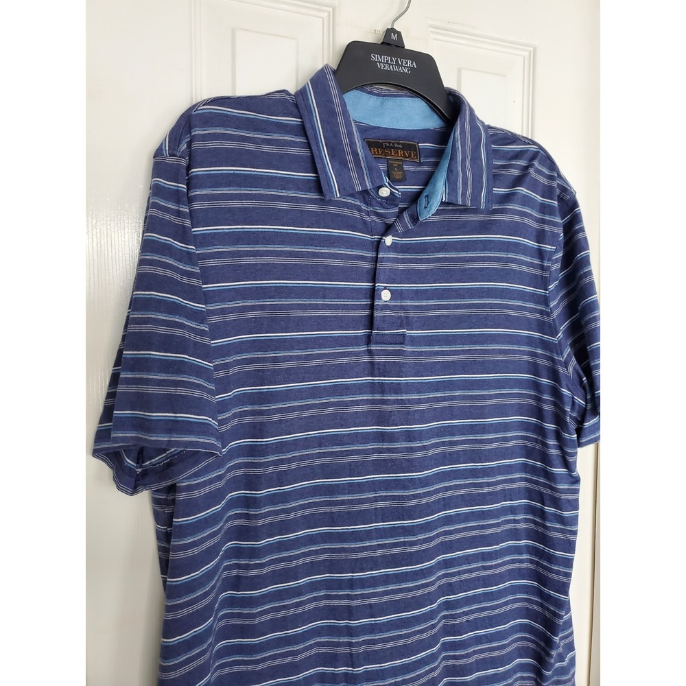Jos. A. Bank Golf Polo Shirt Blue Striped Pima Cotton Tailored Fit Casual‎ Large